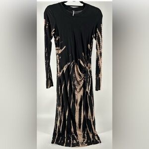 Young, Fabulous, and Broke Blue Black Tie Dye Midi Side  Dress BodyCon Size S